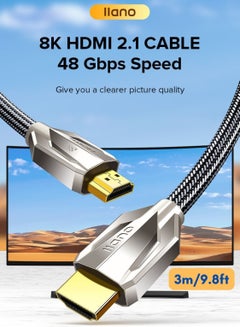 اشتري HDMI 2.1 Cable 8K/60Hz 4K/120Hz 2K144Hz Ultra High-Speed 48Gbps Cable 3D HDR Cable For PC Laptop HDTV PS5 PS4 Splitter Switch Audio Video - 3M في الامارات