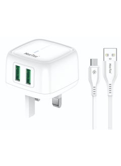 Buy 2 In 1 Multiport Fast Charger with 2 USB Ports and Micro Cable that Supports Fast Charging in Saudi Arabia