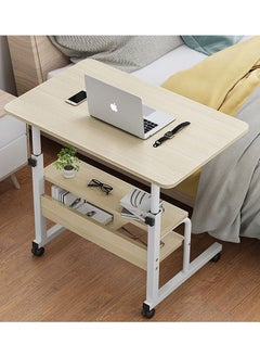 Buy Laptop Table Desk Mobile Sofa Side Table Height Adjustable Computer Workstation Rolling Bedside Desk for Bedroom Living Room Office 80 X 40cm in Saudi Arabia