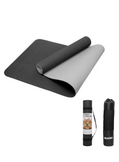 Buy MahMir Yoga Mat Anti-Slip Exercise Mat with Carrying Bag Fitness Mat for Pilates 183CM*61CM*6MM Thickness for Woman Man Beginners  Black+Light Grey in UAE