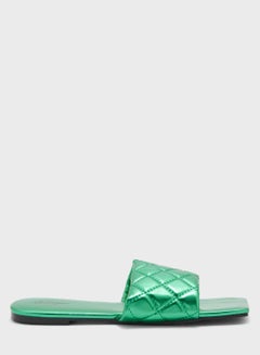 Buy Quilted Square Toe Flat Sandal in UAE