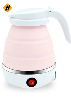 اشتري 600ml Portable Folding Electric Kettle, Food Grade Silicone Kettle with Separable Power Cord, Mini Collapsible Water Container for Home Kitchen Outdoor (Pink) في الامارات