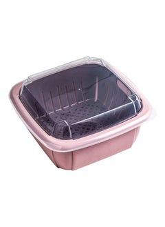 Buy Multi-Functional Strainer Basket With Lid Pink 22x11x22cm in Saudi Arabia