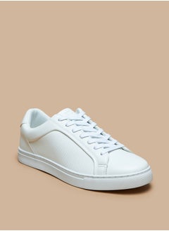 Buy Solid Low Ankle Sneakers with Lace-Up Closure in UAE