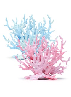 Buy Aquarium Coral Decoration, 2 Pcs Artificial Simulation Coral Reef Resin Underwater Marine Plants Ornament for Fish Tank Landscaping (Pink, Blue) in UAE