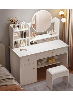 اشتري Style Vanity Table With LED Mirror, Multifunctional Dressers with Storage Drawers For Bedroom, Modern Make-up Table في الامارات