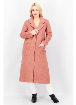 Buy Women Textured Trench Coat, Pink in UAE