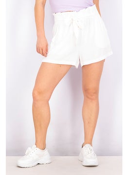 Buy Women Plain Drawstring Shorts, White in UAE