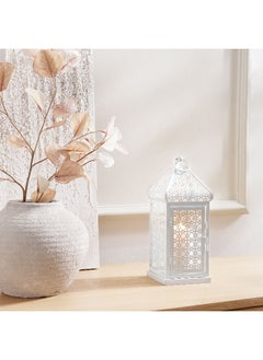 اشتري Aayat Metal Lantern 11X11X28Cm- White في الامارات