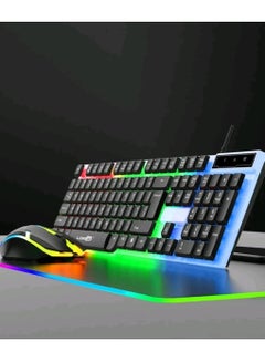 Buy Computer Keyboard and Mouse Set Desktop Game Kit with Backlit LED Light Effective Mechanical Feel Computer Parts Black in UAE