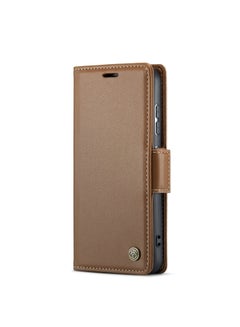 Buy Flip Wallet Case For Samsung Galaxy S23 plus [RFID Blocking] PU Leather Wallet Flip Folio Case with Card Holder Kickstand Shockproof Phone Cover (Brown) in Egypt