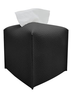 Buy Tissue Box Cover, Decorative PU Leather Tissue Box Holder, Modern Square Tissue Box Organizer for Bathroom Vanity Countertop, Nightstand, Bedroom Dresser, Office Desk, Car (Black) in Saudi Arabia