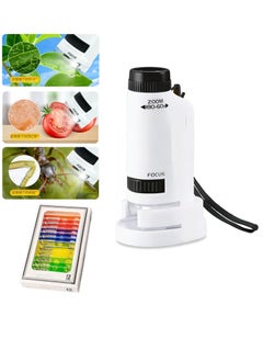 Buy Mini Microscope for Kids, Portable Handheld Microscope for Kids, Supports Multiple Switching Magnifications, with 12pcs Microscope Slides, for Learning, Education and Exploring in Saudi Arabia