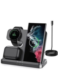 Buy Wireless Charger for Samsung Charging Station, 3 in 1 Fast Charger Pad, Wireless Charging Station for Samsung Galaxy Watch 4/3/Active 2,Galaxy S22 S21 S20/Note 20/ Z Flip Fold 4 3, Buds/2/Pro/Live in Saudi Arabia