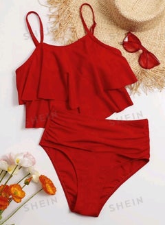 Buy SHEIN Swim SetTop & Ruched High Waisted Bottom in Egypt