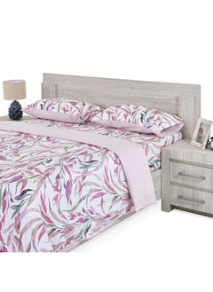 Buy Foliage King - Sized Duvet Cover Set Purple And Beige - 230X220 Cm in UAE