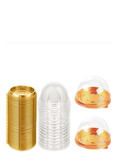 اشتري Cake Box Cupcake Container 50 PCS Mooncake Boxes Clear Plastic Mini Muffin Pod Dome Single Holders Individual Containers Disposable (Gold) في السعودية