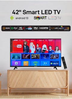 Buy 42" Android Smart LED TV -Frameless, 1080 Full HD, Android 13, Color Temperature Adjustment, Progressive Scan, 2 USB & 2 HDMI Port, Headphone Jack, Remote Controller, Slim LED, 1 GB RAM in Saudi Arabia