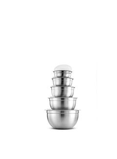 Elite Gourmet EBS-0012 12-Piece Stainless Steel Interior Colored Stackable Nesting Mixing Bowls with Airtight Lids (Set of 6) Space Saving Food