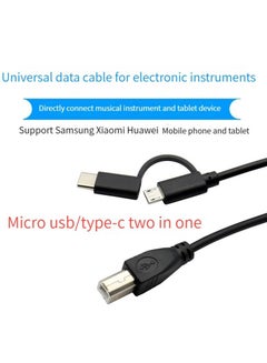 Buy Can be connected to mobile phone keyboard data cable Universal Micro USB/Type-C two-in-one allows musical instruments to easily connect to mobile phones and tablet printers Data cable black in Saudi Arabia