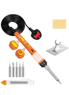 Buy Soldering Iron, 60W Soldering Irons Kit with Adjustable Temperature knob (200-450℃）, Welding Tools with 5 Soldering Iron Tips, 17g Solder Wire, Soldering Iron Stand for Welding and Repairing in UAE