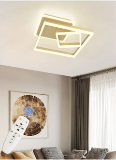 Buy Modern LED Ceiling Light 68W Flush Mount Dimmable Ceiling Lamp 3-Layer Gold Square Metal Ceiling Chandelier Light Fixture for Living Room Bedroom Study Kitchen Dinning Room in Saudi Arabia