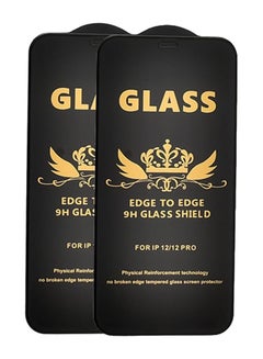 Buy G-Power 9H Tempered Glass Screen Protector Premium With Anti Scratch Layer And High Transparency For Iphone 12 Pro Set Of 2 Pack 6.1" - Black in Egypt