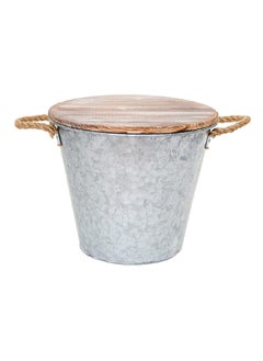 Buy Fresh Citronella Scented Elegant Galvanized Bucket Candle Silver and White 17 oz 21257G in Saudi Arabia