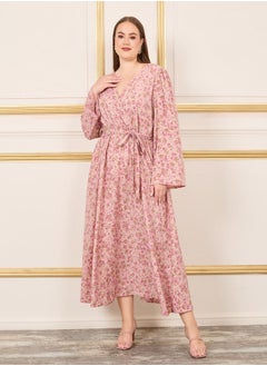 Buy Plus Ditsy Print Wrap Maxi Dress in Saudi Arabia