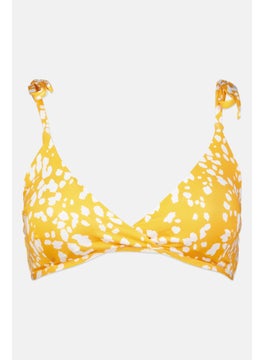 اشتري Women Allover Print Lightly Padded Bikini Top, Mustard/White في الامارات