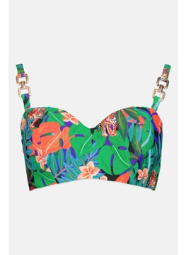 اشتري Women Fuller Bust Underwired Padded Bikini Top, Green Combo في الامارات