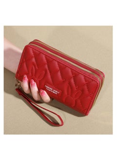 Buy Long Clutch Wallet for Women Dual Zipper Cellphone Holder Ladies Purse with Multiple Card Slots in UAE