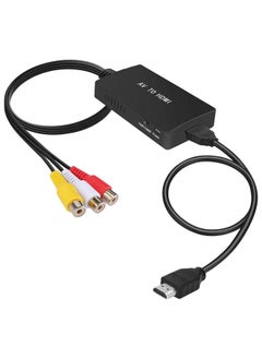 اشتري RCA to HDMI Converter, Composite to HDMI Adapter Support 1080P PAL/NTSC Compatible with PS one, PS2, PS3, STB, Xbox, VHS, VCR, Blue-Ray DVD Players في الامارات