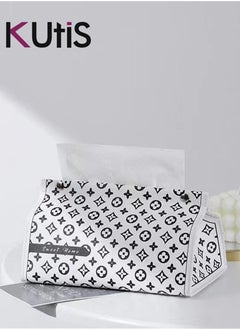 اشتري 1 piece Leather Classic Print Tissue Storage Box 17.5 x 11.5 x 12.5 Centimeter في الامارات