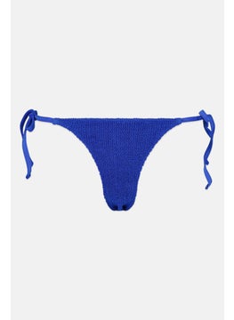 اشتري Women Tie Closure Textured Bikini Bottom, Blue في الامارات