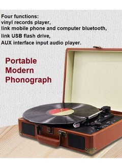 اشتري 33/45/78 Rpm Vintage Bluetooth Phonograph Portable Suitcase Turntable Vinyl Gramophone Record Phone Player 90DB Music Box(Brown ) في السعودية