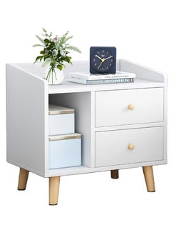 Buy Bedside Table with Storage and Drawers, Multiple Storage, Suitable for Bedroom, Study, Living Room, Sofa Bed (White) in Saudi Arabia