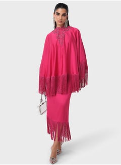 Buy Layered Fringe Hem Kaftan in UAE