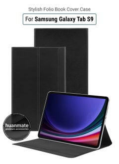 اشتري Stylish Protective Folio Book Case Cover For Samsung Galaxy Tab S9 Black في السعودية