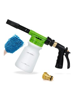 اشتري Car Wash Foam Gun, Soap Sprayer with 3/8" Brass Connector & Washing Mitts, Dual Filtration, 6 Levels of Concentration, Quick Connect to Most Garden Hose Cannon for Hose, Adjustment Ratio Dial(Green) في الامارات