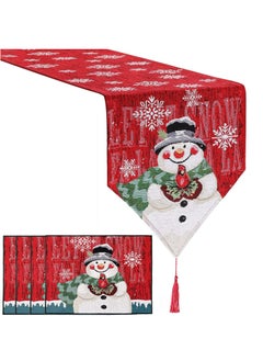 Buy Tablecloth Placemat Set Embroidered Snowflake Tablecloth 74 x 13 inches Catering Table Runner for Holiday Party Winter Themed Decoration Christmas (1 Runner + 4 Placemats) in UAE