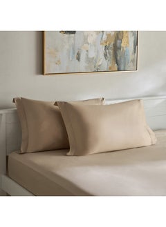 Buy Opulent Luxe 2-Piece Solid Cotton Pillowcase Set 50 x 75 cm in Saudi Arabia