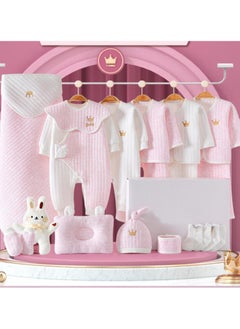 اشتري 17 Pieces Baby Gift Box Set, Newborn Pink Clothing And Supplies, Complete Set Of Newborn Clothing Thermal insulation في الامارات