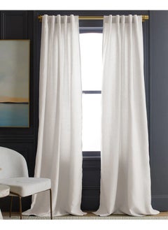 Buy Natural Voile Linen Light Filtering Curtains 1Piece White-140x280 in Egypt