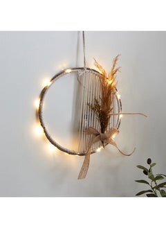 اشتري Infinity 20-Warm LED 2AA Boho Ring Wall Decor with Dry Flowers and Cotton Thread 26.5 x 35 x 2.5 cm في الامارات