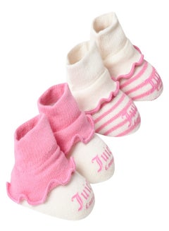 Buy Juicy Couture Stripe Boxed Baby Bootie Set Pink in UAE