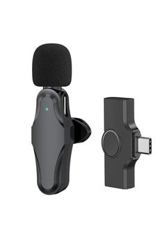 Buy Type C Wireless Lavalier Microphone for Audio Video Recording Broadcast Black in Saudi Arabia