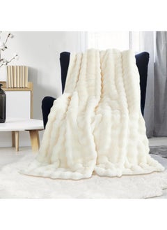 Buy Luxury Plush Throw Blanket Super Soft Cozy Fuzzy Blanket Faux Rabbit Fur Blanket Lightweight Blanket in UAE