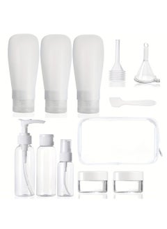 Buy 12 PCS Travel Bottles for Toiletries, Tsa Approved Travel Size Containers with Travel Bag, Leak Proof BPA Free Squeezable Travel Essentials for Shampoo, Conditioner, Lotion (White) in Saudi Arabia