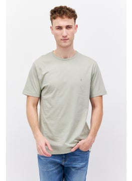 Buy Men Crew Neck Short Sleeves Plain T-Shirt, Sage in UAE